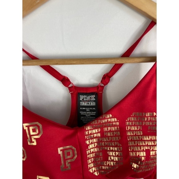 Victorias Secret PINK Ultimate Red Sports Bra Size Medium - Picture 2 of 3
